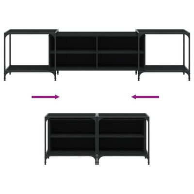 vidaXL Szafka pod TV, czarna, 203x37x50 cm, materiał drewnopochodny
