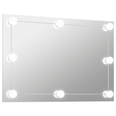 vidaXL Lustro ścienne z lampkami LED, bez ramy, prostokątne, szklane