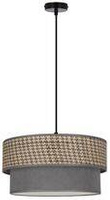 Karrara lampa wisząca czarny 1x60W E27 abażur szaro beżowy+szary