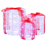 Dekoracja Pudełka Prezentowego 3 pcs Zimna biel 20 x 20 x 21 cm