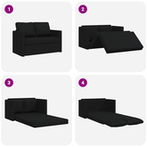 Sofa podłogowa 2-w-1, czarna, 112x174x55 cm, tkanina