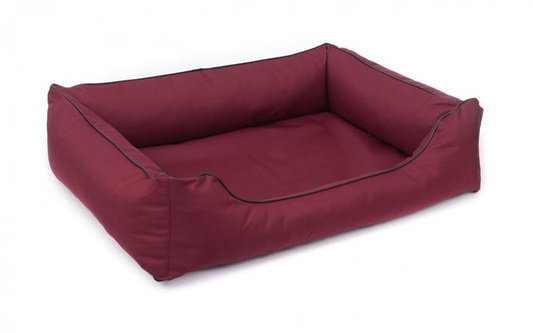 Legowisko dla psa Sofa Valencia Standard w kolorze bordowym z czarnym wykończeniem Rozmiar: S - 65 x 50 cm