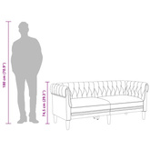 Sofa Chesterfield, dwuosobowa, brązowa, obita tkaniną