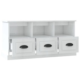 vidaXL Szafka pod TV, wysoki połysk, biała, 100x35x50 cm