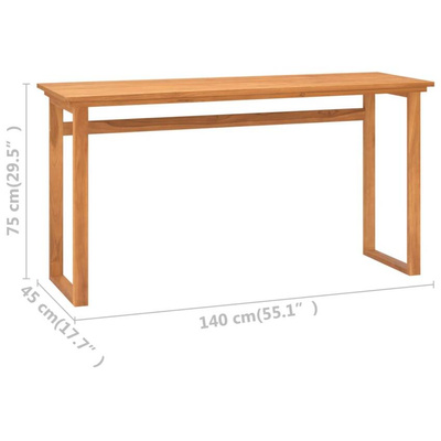 vidaXL Biurko, 140x45x75 cm, lite drewno tekowe