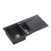 EVAN 156 GraniteQ zlewozmywak z syfonem Push To Open 1,5-komorowy z/o (1000x500x210; kom. 420x480) black diamond / elementy stalowe