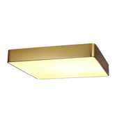 Plafon sufitowy LED QUATTRO złoty – kwadratowy ze szklanym kloszem - elegancka lampa sufitowa do korytarza i łazienki