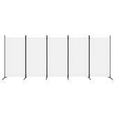 Parawan 5-panelowy, biały, 433x180 cm, tkanina