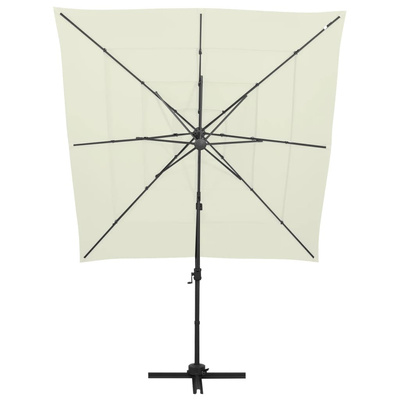 4-poziomowy parasol na aluminiowym słupku, piaskowy, 250x250 cm