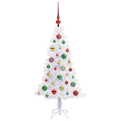 Sztuczna choinka z 150 diodami LED Biały 120 cm PVC i Stal