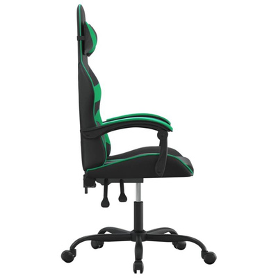 vidaXL Obrotowy fotel gamingowy, czarno-zielony, sztuczna skóra