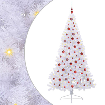 Sztuczna choinka z 300 diodami LED Biały 210 cm PVC i stal