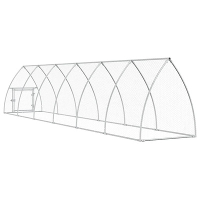 Klatka dla kurcząt, srebrna, 600x105x120 cm, stal galwanizowana