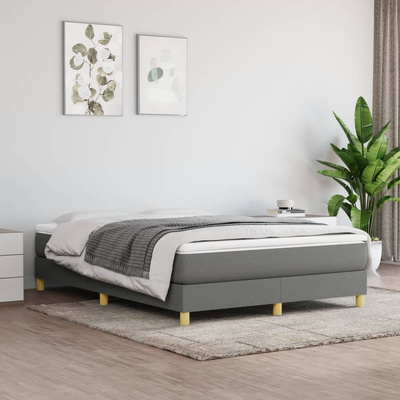 vidaXL Łóżko kontynentalne z materacem, ciemnoszara tkanina 140x200 cm wariant 7