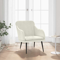 Fotel, kremowy, 63x76x80 cm, obity aksamitem vidaXL