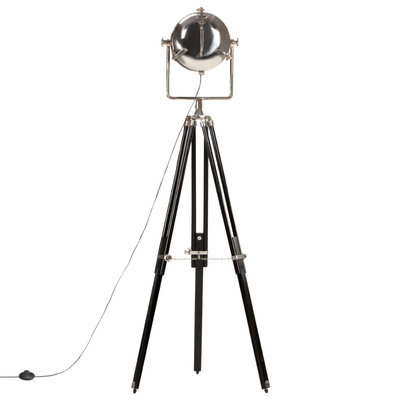 Lampa podłogowa na trójnogu, czarna, lite drewno mango, 171 cm