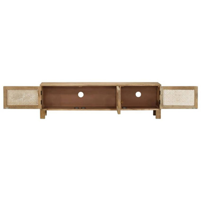 vidaXL Szafka pod TV, 140x30x40 cm, drewno mango i naturalna trzcina