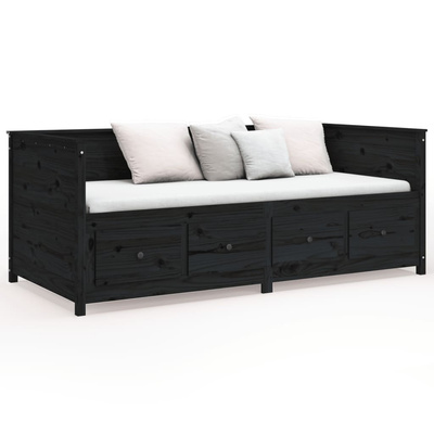vidaXL Łóżko dzienne, czarne, 90x200 cm, lite drewno sosnowe model standard