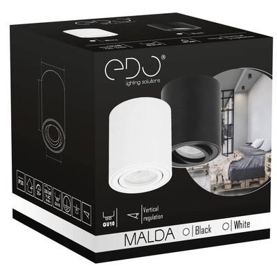 Punktowa oprawa sufitowa natynkowa MALDA Black, IP20, GU10, 220-240V, okrągła czarna EDO777233 EDO Solutions