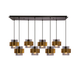 Lampa wisząca z abażurami Spiega mosiężna 8xE27 klosze dymione do salonu