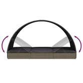 vidaXL 2-os. leżak z półokrągłym daszkiem, szary, 211x112x140 cm