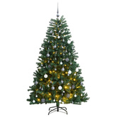 vidaXL Sztuczna choinka na zawiasach, 300 lampek LED i bombki, 240 cm wariant 4