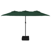 Podwójny parasol ogrodowy z LED, zielony, 449x265 cm