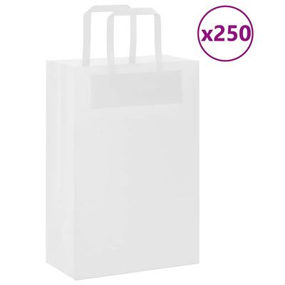 Torby papierowe 250 szt. z uchwytami białe 21x11x31 cm