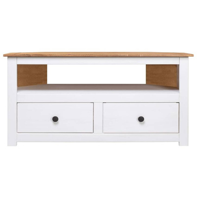 vidaXL Narożna szafka pod TV, biała, 93x49x49 cm, sosna, seria Panama