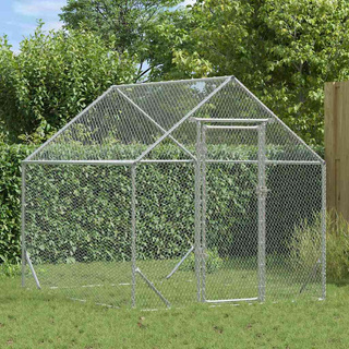Klatka dla kur Srebrny 200 x 170 x 177 cm Stal Galwanizowana
