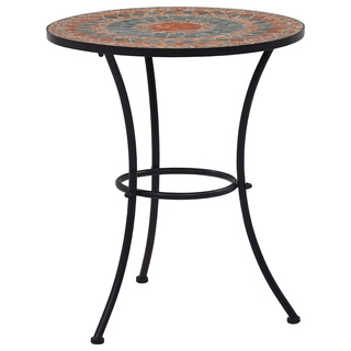 Mozaikowy stolik bistro, pomarańczowo-szary, 60 cm, ceramiczny