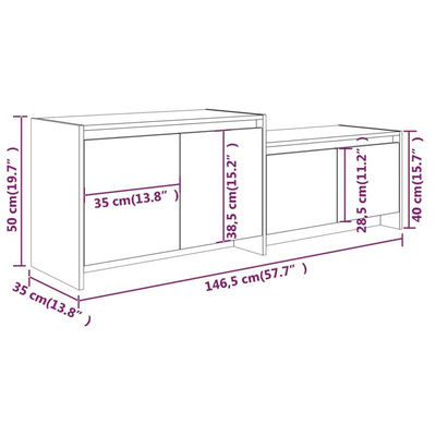 vidaXL Szafka pod TV, wysoki połysk, biała, 146,5x35x50 cm