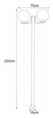 Wysoka zewnętrzna lampa stojąca K-LP270-2200 z serii ANA KAJA