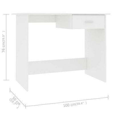 vidaXL Biurko, białe, 100x50x76 cm, materiał drewnopochodny