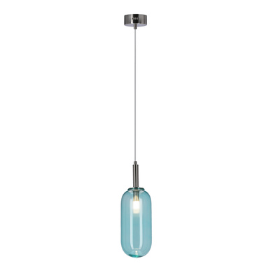 Lampa wisząca FIUGGI niebieska - ze szklanym z długim kloszem – nowoczesna lampa LED nad stół i do salonu