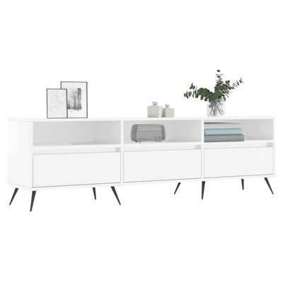 vidaXL Szafka pod TV, wysoki połysk, biała, 150x30x44,5 cm