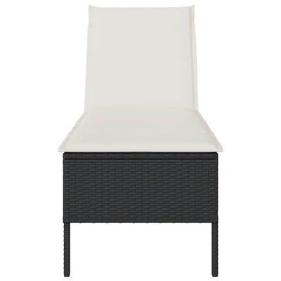 Leżak z poduszką Czarny 55x200x44cm polirattan