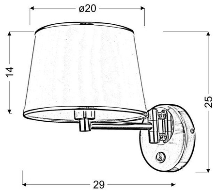 Kinkiet srebrny regulowany z włącznikiem biały abażur Ibis Candellux 21-00883