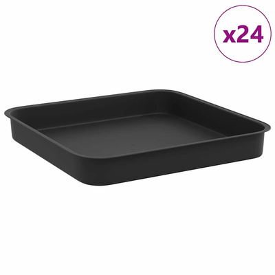 Kwadratowa Taca na Kwiaty 24 pcs Czarny 15 x 15 x 2 cm