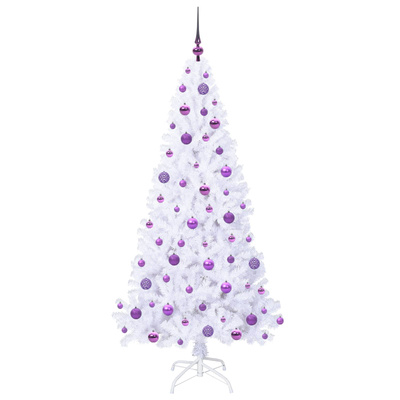 Sztuczna choinka z 300 diodami LED Biały 180 cm PVC i stal