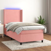 vidaXL Łóżko kontynentalne z materacem i LED, różowy aksamit 80x200 cm wariant 4