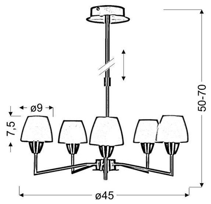 Lampa wisząca Togo pięciopunktowa z kloszami szklana do jadalni G9