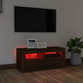 vidaXL Szafka pod TV z oświetleniem LED, brązowy dąb, 90x35x40 cm