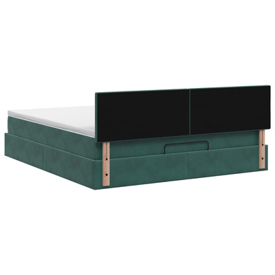 Łóżko ottoman z materacem Ciemnozielony 180 x 200 cm Welur