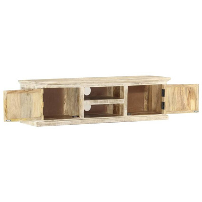 vidaXL Szafka pod TV, biała, 130 x 30 x 36 cm, lite drewno mango