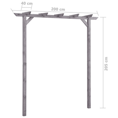 Pergola ogrodowa, szara, 200x40x205 cm, impregnowana sosna