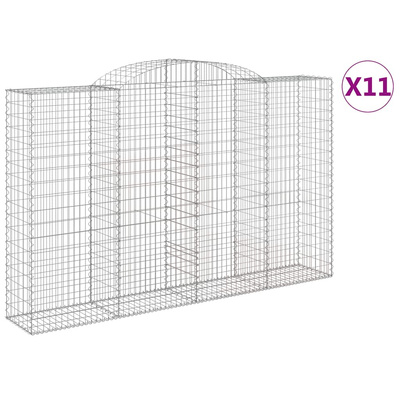 Kosze gabionowe, 11 szt, 300x50x180/200cm, galwanizowane żelazo