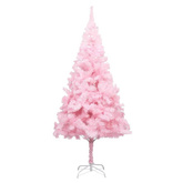 Sztuczna choinka z lampkami i bombkami, różowa, 210 cm, PVC vidaXL