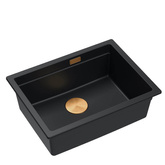LOGAN 100 GraniteQ zlewozmywak pure carbon 59,5x45,1x21,5 cm 1-komorowy podwieszany z syfonem manualnym miedziany