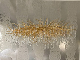 Żyrandol złoty lampa wisząca sufitowa glamour nowoczesna ICICLE RAINY RAIN 120CM GOLD ADANI AD181